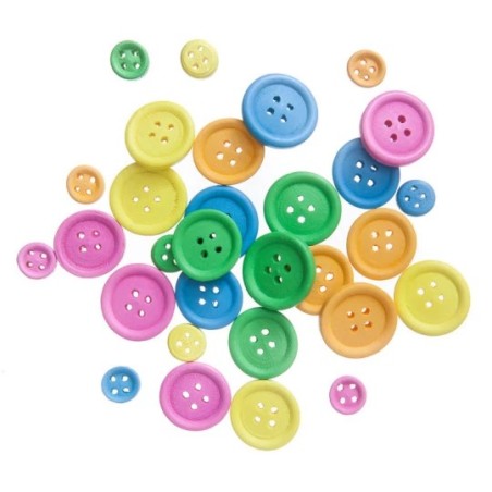 Assorted Wooden Buttons Neon Colours (Pack of 30)