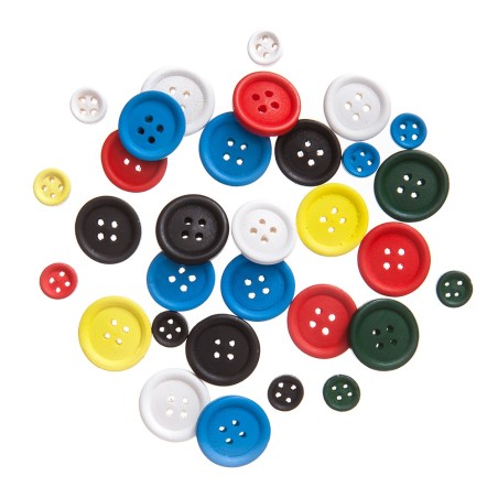 Assorted Wooden Buttons Bright Colours (Pack of 30)