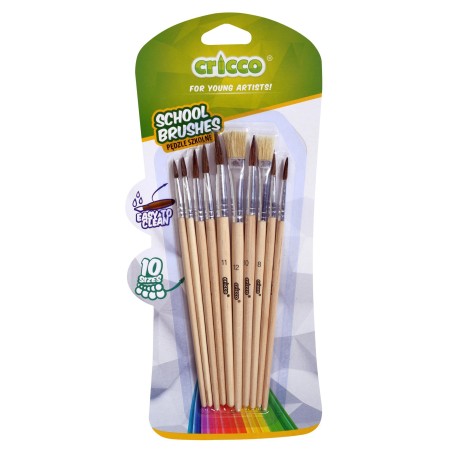 Brushes Set Natural Various Sizes (Pack of 10)