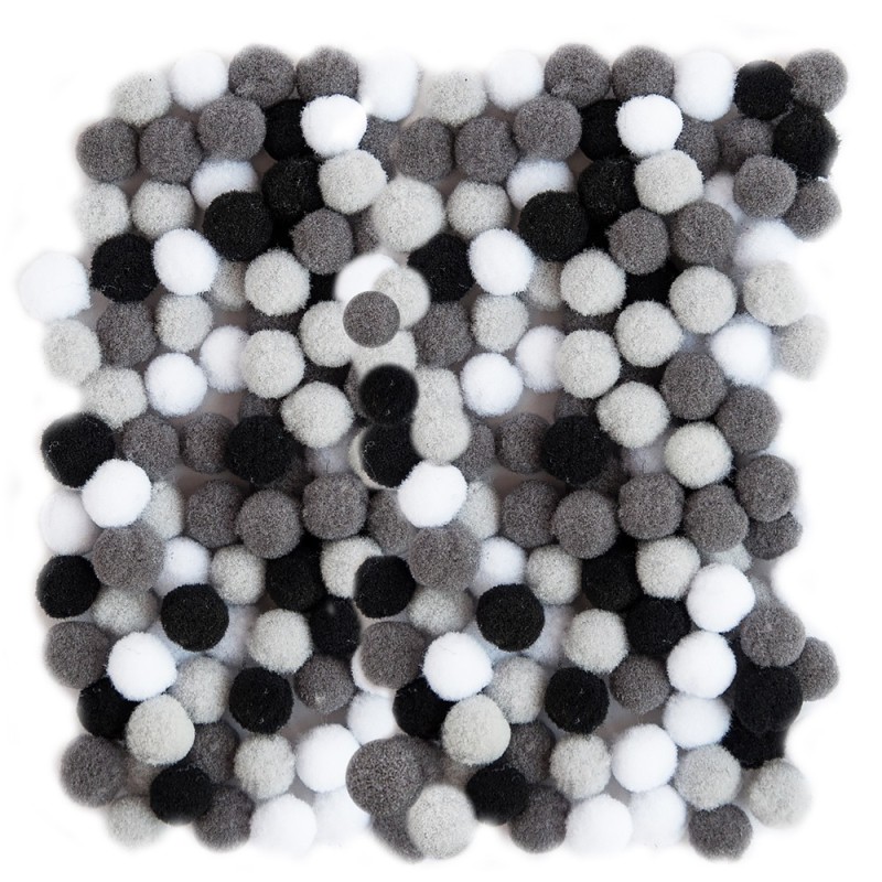 Black & White Pompoms 1cm (Pack of 120)