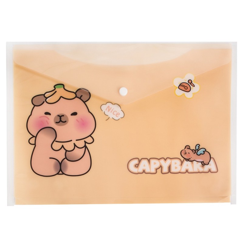 Capybara Beige A4 Button Folder