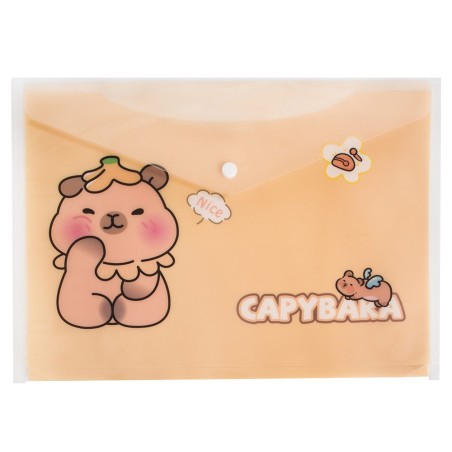 Capybara Beige A4 Button Folder