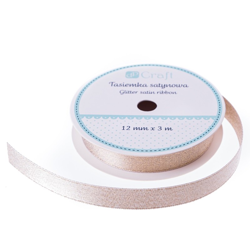 Glitter Satin Ribbon 1cm wide, 3m length (Cream)