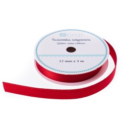 Glitter Satin Ribbon 1cm wide, 3m length (Red)