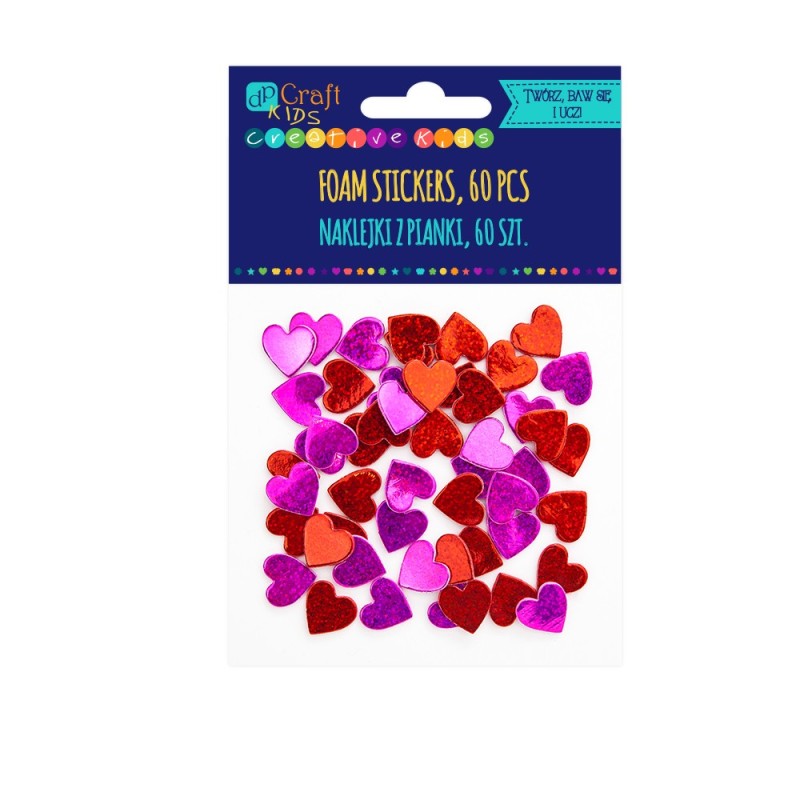 Holographic Hearts Foam Stickers (Pack of 60)