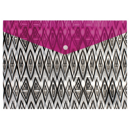 A4 Button Button Folder (Plastic - Pink/Grey)