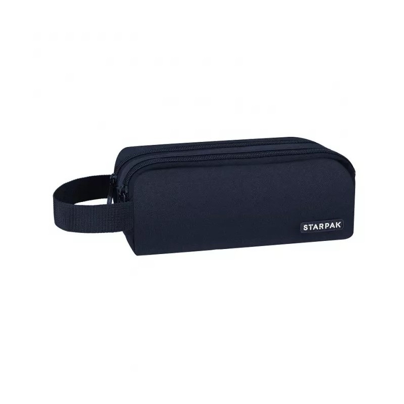 Starpak Pencil case 2 zippers navy blue