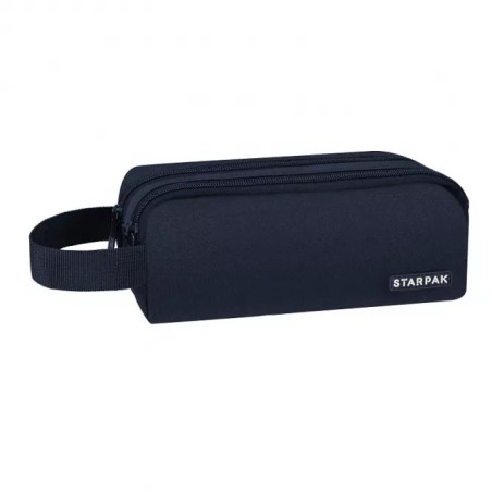 Starpak Pencil case 2 zippers navy blue