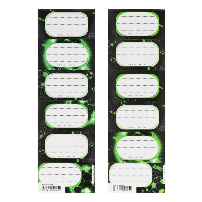 Green Football Exercise Book Labels (2 Sheets - 12 Labels)