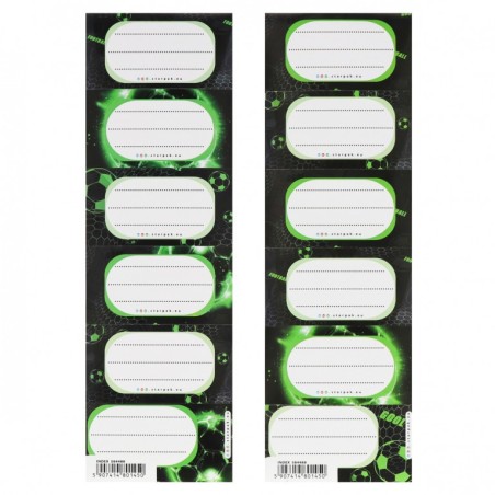 Green Football Exercise Book Labels (2 Sheets - 12 Labels)