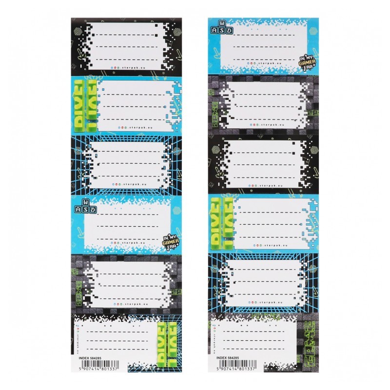 Pixel Exercise Book Labels (2 Sheets - 12 Labels)