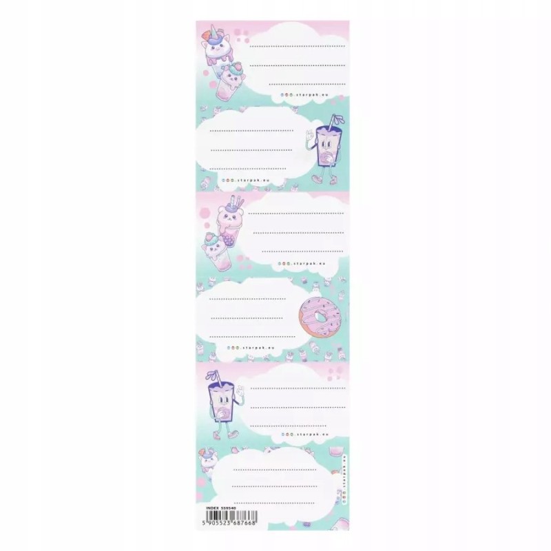 Bubble Tea Exercise Book Labels (2 Sheets - 12 Labels)