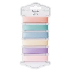 Satin Ribbon Pastel Colours 2m (Pack of 6)