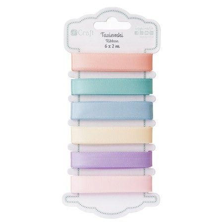 Satin Ribbon Pastel Colours 2m (Pack of 6)