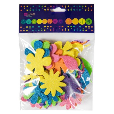Glitter Flowers Foam Stickers (Pack of 72)