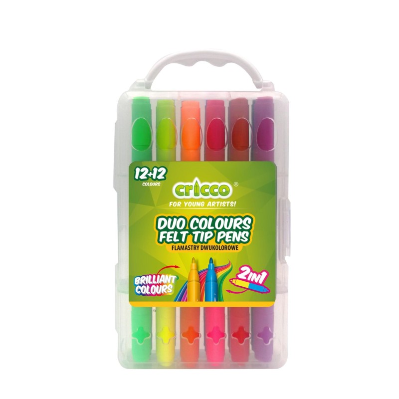 Duo Colours Felt Tip Pens (Pack of 12)