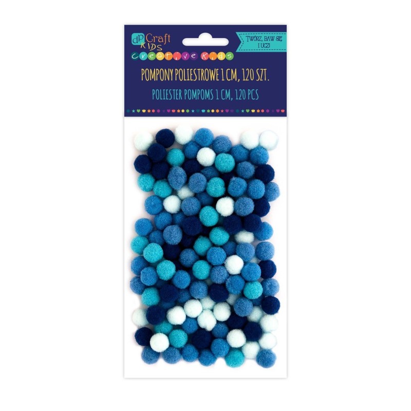 Assorted Pom Poms BLUE (Pack of 120)