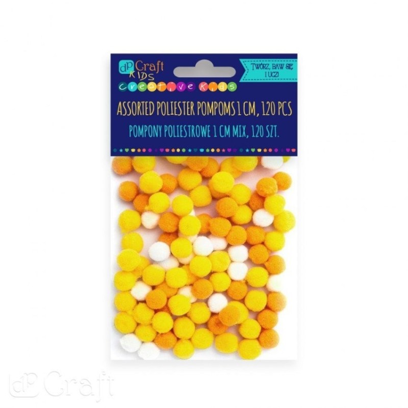 Assorted Pom Poms YELLOW (Pack of 120)