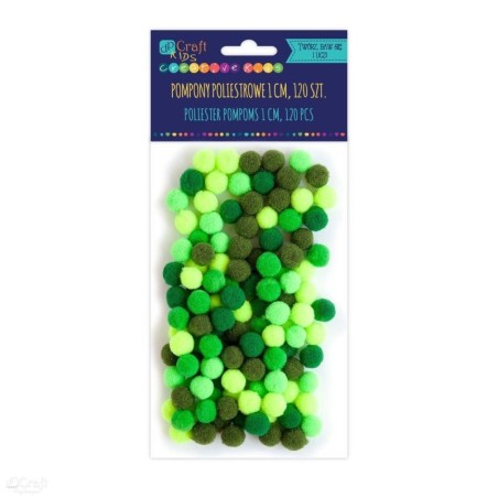 Assorted Pom Poms GREEN (Pack of 120)