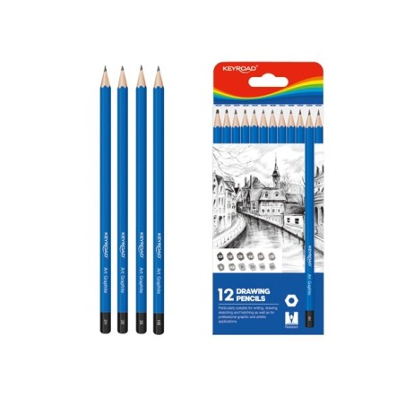 Keyroad Drawing Pencils Pack of 12 (8B,6B,5B,4B,3B,2B,B,HB,H,2H,4H,6H)