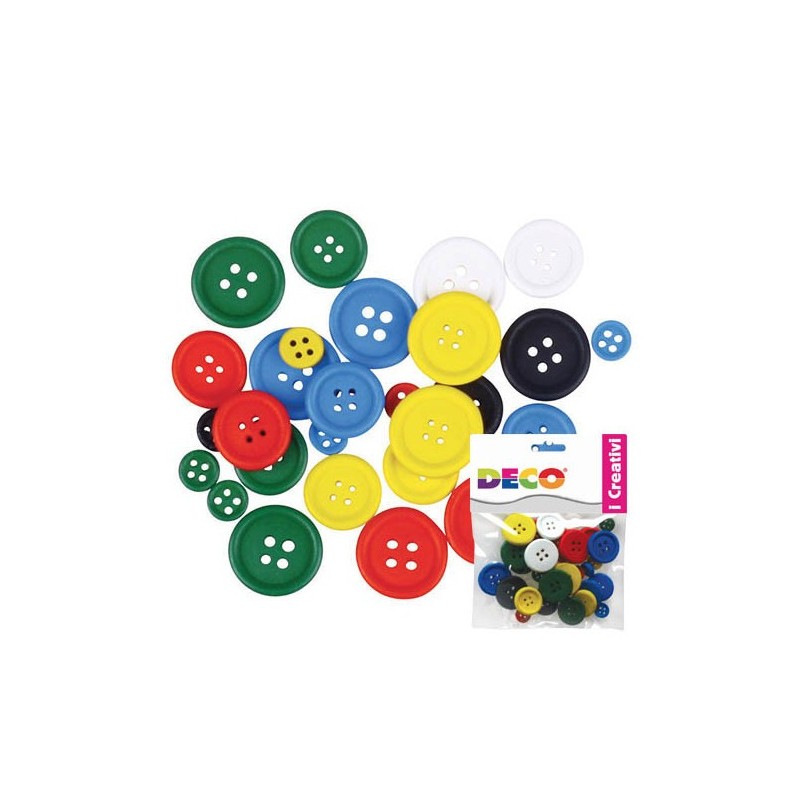 DECO Wood Buttons (Mixed Colours)