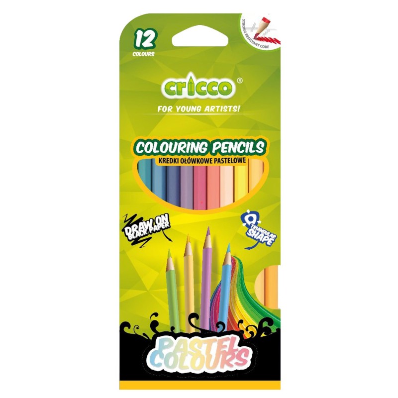 Cricco Triangular Pastel Coloured Pencils (Pack of 12)