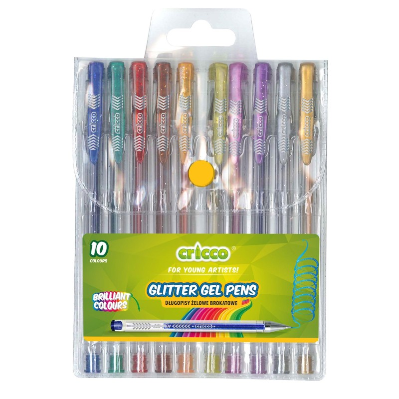 Cricco Glitter Coloured Gel Pens (Pack of 10)