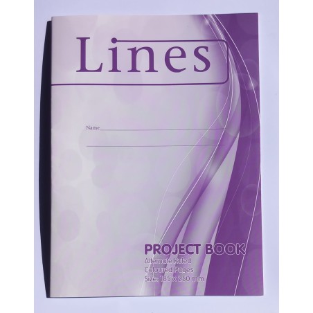 A5 Project Book (Wide Line)  - One Side Lined, One Side Coloured Paper