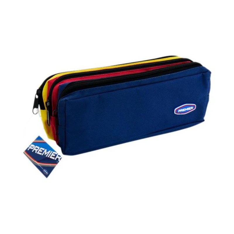 Premier 3-Zip Pencil Case (Yellow-Red-Navy)