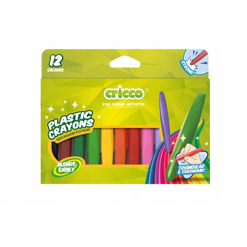 Cricco Triangular Plastic Crayons (Pack of 12)