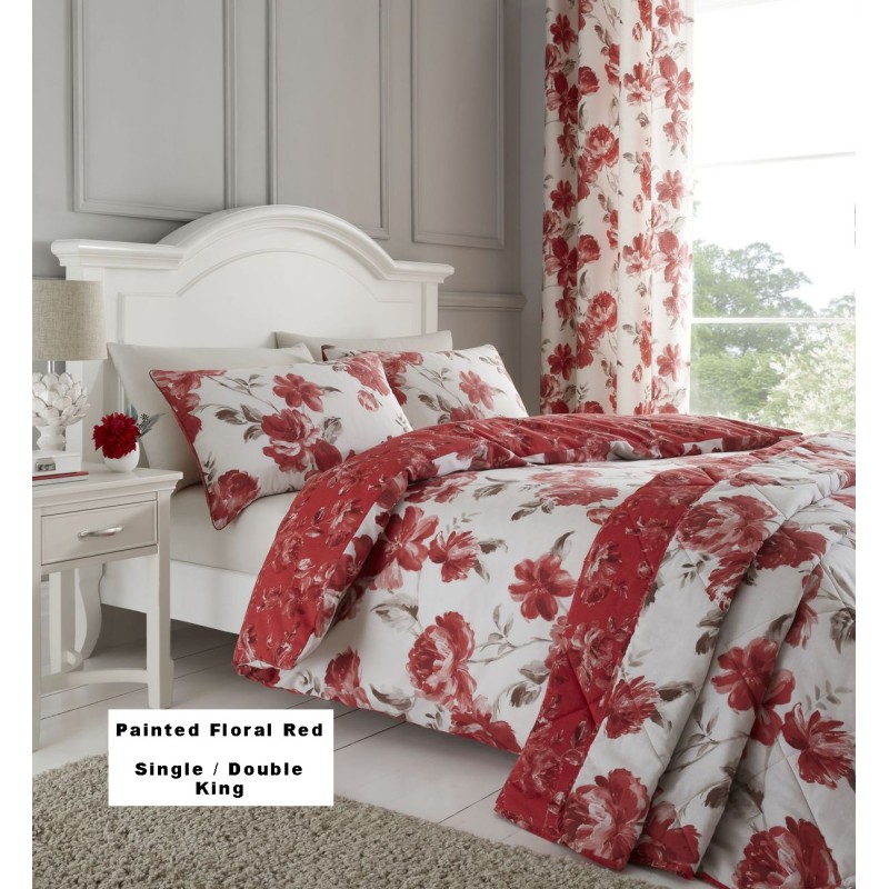 Painted Floral Red Bedding Set