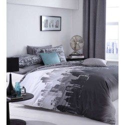 City Scape Grey Bedding Set