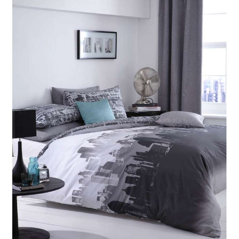 City Scape Grey Bedding Set