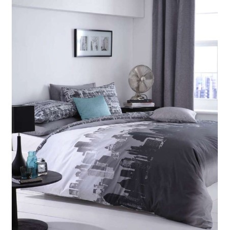 City Scape Grey Bedding Set