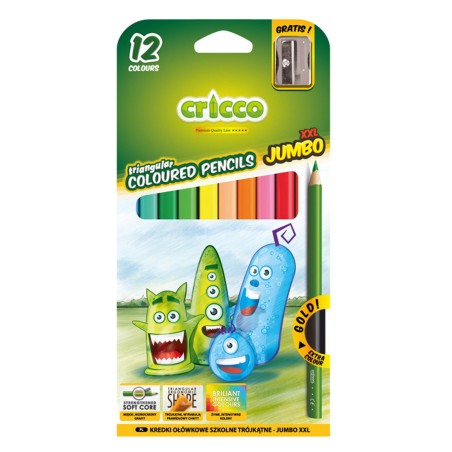 Cricco Thick Triangular Coloured Pencils (Pack of 12)
